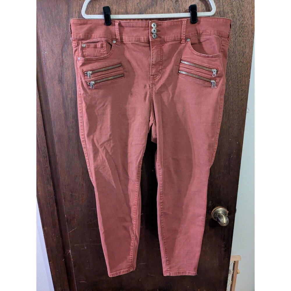 Torrid Size 22 Burgundy Moto-Style Skinny Super Soft Jeggings